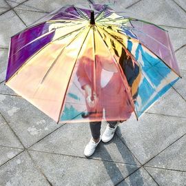 Зонтик дождя красочного радужного Холограм прозрачный на день дождя ветреный