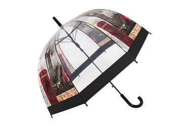 Зонтик пузыря компакта зонтика купола ясности ПОЭ печатания форменный с черной отделкой