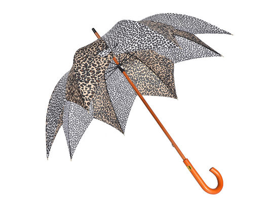 Деревянный зонтик изменения цвета печати леопарда ручки j для женщин