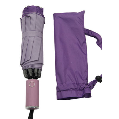 BSCI одобрило складывая конец пурпурного цвета зонтика 3 водоустойчивый автоматический открытый