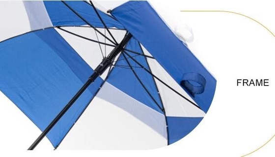 Зонтик гольфа сени рамки металла Pongee RPET двойной с нервюрами стеклоткани