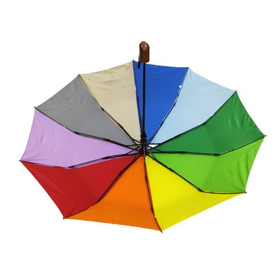 Дамы компакта полиэстера 190T цвета радуги BSCI складывая зонтики для перемещения