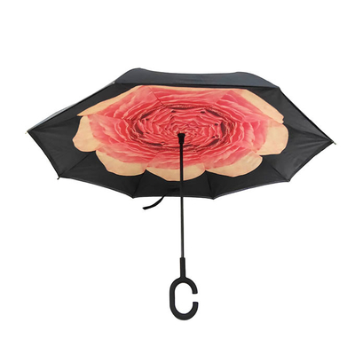 Зонтик обратного инвертного Pongee перевернутый внутри - вне двойного слоя 23 дюймов