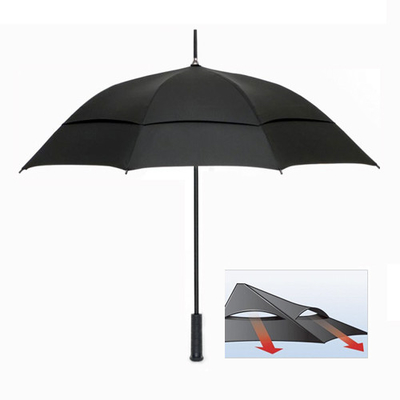 Подгонянная зонтика гольфа стеклоткани логотипа сень Windproof двойная