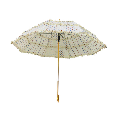 Зонтик дам дизайна моды с рамкой шнурка золотой