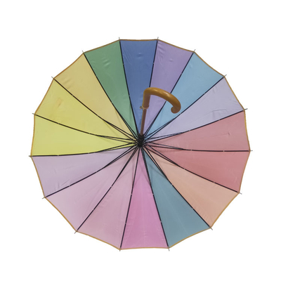 Ручка деревянного вала зонтика радуги 16 цветов деревянная