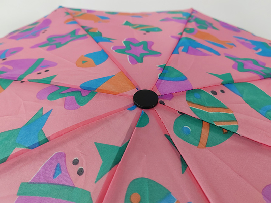 Ручное открытие 3 складной зонтик водонепроницаемый розовый цвет