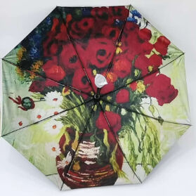 Зонт для путешествий с автоматическим складыванием в три сложения, защитой от ультрафиолета и автоматическим открытием/закрытием, с изображением картины Винсента Ван Гога (21 дюйм - 8k)