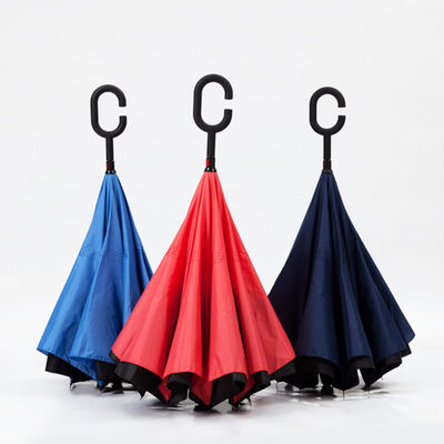Customized 23 Inches Reverse Inverted Umbrella with Fiberglass Ribs and Rubber Handle for Maximum Comfort