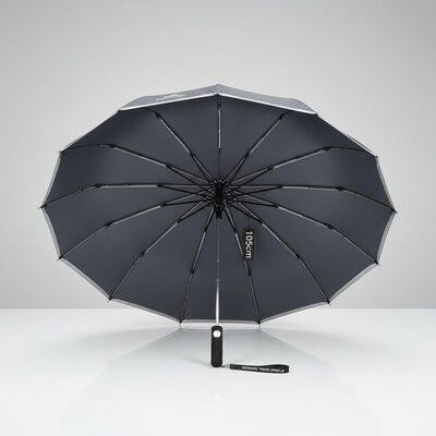 Большой автоматический дорожный зонт с диаметром раскрытия 105 см, ребра из стекловолокна и светоотражающая окантовка