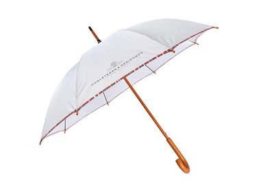 Логотип зонтиков гольфа белых материалов Понге выдвиженческий печатая деревянную ручку дж