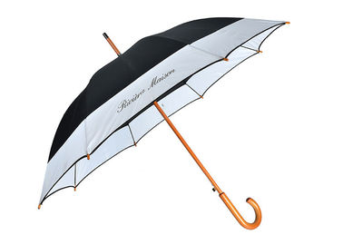 Логотип зонтиков гольфа белых материалов Понге выдвиженческий печатая деревянную ручку дж