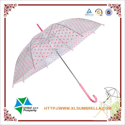 Зонтик дождя POE точки пинка ручки j прозрачный для детей