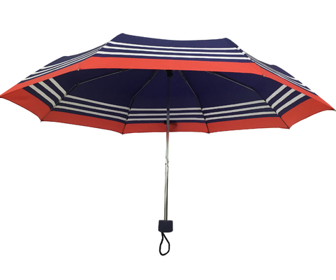 Зонтик Pongee рамки цинка голубой нашивки складной для дам