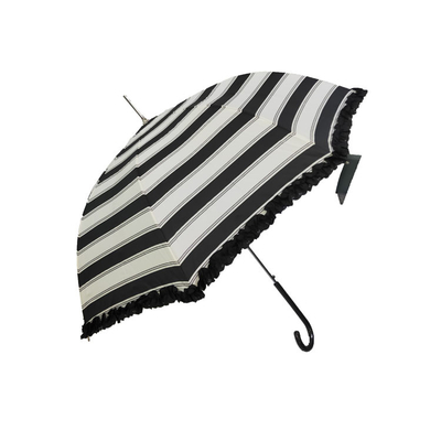 Зонтик Striped ткани Pongee прямой с краем цветка