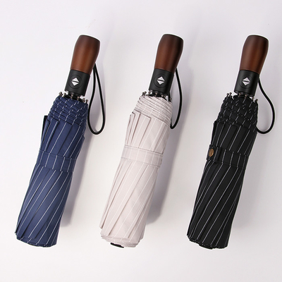 Стиль дела зонтика автоматической деревянной ручки 3 створок компактный Windproof