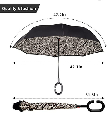 Изготовленный на заказ зонтик двойного слоя рамки стеклоткани обратный перевернутый с ручкой формы c