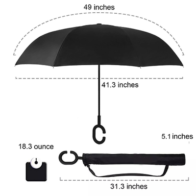 Слой зонтика изготовленной на заказ рамки стеклоткани обратный перевернутый двойной с ручкой формы c